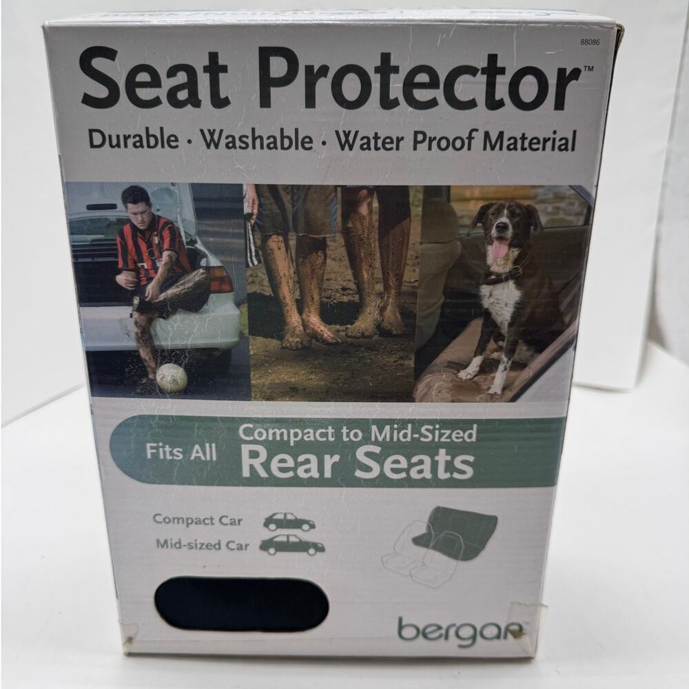 Bergan Seat Protector Compact to Mid Sized Rear Seats Black New
